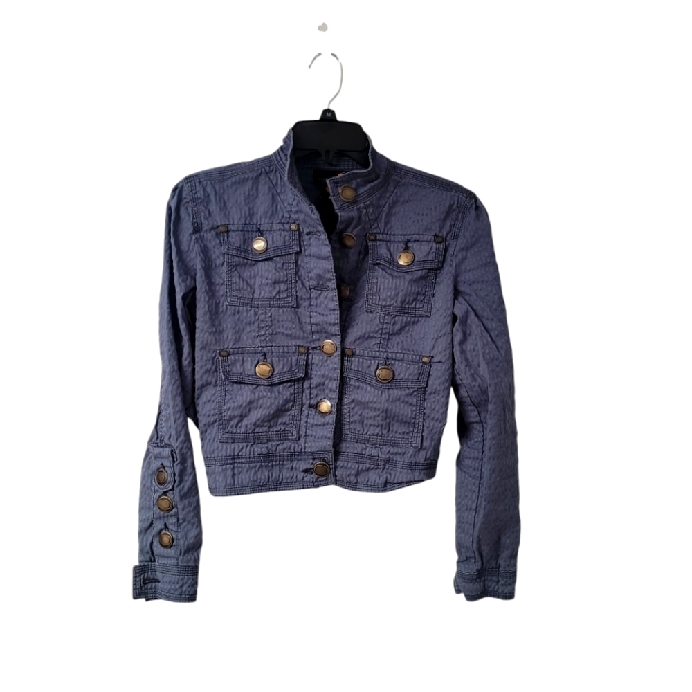 Y2K "Denim Blue" Cropped Utility Jacket  size 6